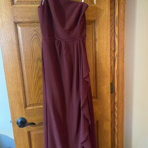 David’s Bridal Elegant Burgundy Strapless Dress